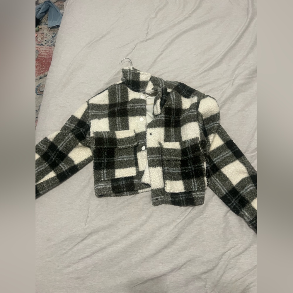 Cropped Sherpa Shirt Jacket - Abercrombie